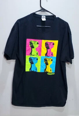 Geico Shirt Mens Xlarge Short Sleeve Black Cotton Printed Tee Gecko Insurance - Image 1 of 4