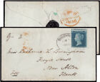 SG34 1855 2d. Blue Pl.5. LC. P.14. Small envelope sent from SHREWSBURY to HAM...