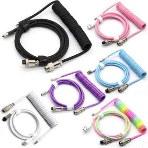 Hot Mechanical Keyboard Coiled Cable Wire Type C USB Port Aviator Coiling Cable - Picture 1 of 30