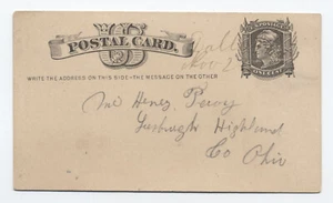 1881 Dallas OH Handschrift Poststempel Postkarte Highland DPO [h.5020] - Bild 1 von 3