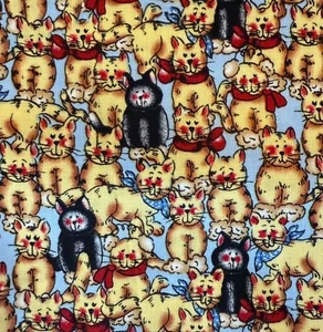 Sue Kruger Northcott Fabric A MAN FOR ALL SEASONS Cats w/ Scarf 44” BTY - Picture 1 of 4