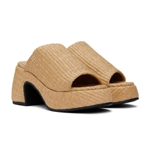 New Ganni Butterfly Raffia Platform Mules Natural Sz EUR 39 / US 9 - Picture 1 of 11