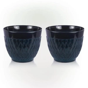 Indoor/Outdoor Resin Stone-look Planters with Drainage Holes, Blue (Set of 2) - Picture 1 of 12
