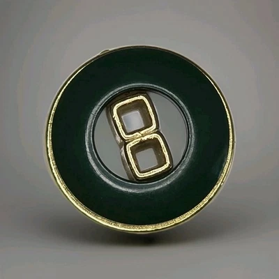 Vintage 2-Hole Button Green With Goldtone Metal Art Deco Style 26.1 mm - Image 1 of 3