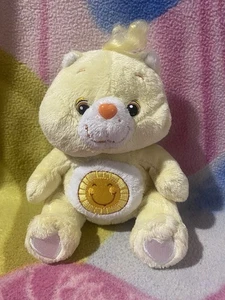 8" PELUCHE AMARILLO SOL DIVERSIÓN CELEBRACIÓN CUIDADO OSO RETRO COLECCIONABLE AÑOS 80 JUGUETE - Imagen 1 de 3