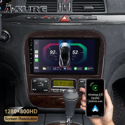 For Mercedes Benz S500 1998-2005 Android 14 Car Stereo Radio Apple CarPlay GPS - Image 1 of 4