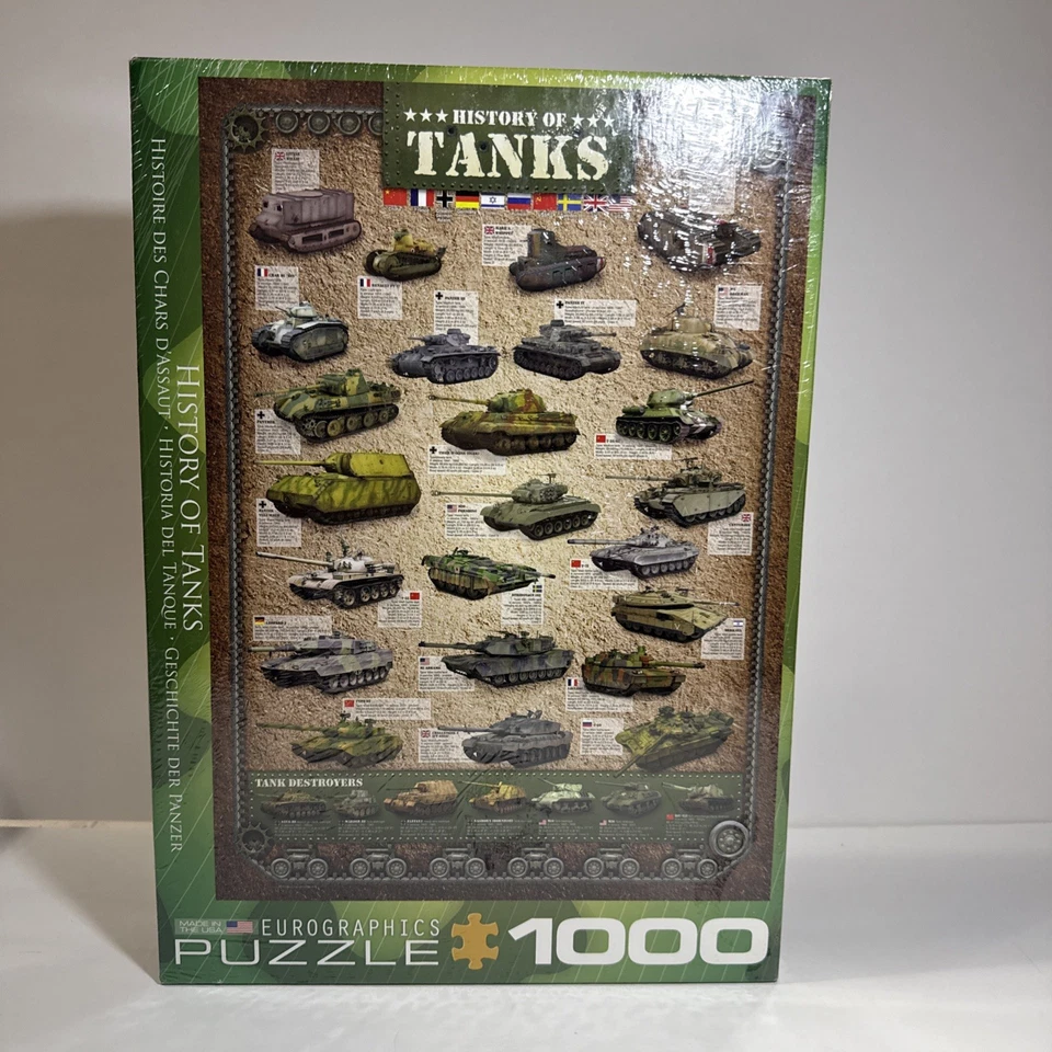 History of Tanks Eurographic Jigsaw Puzzle War Military 1000 Piece Sealed WWII - Image 1 of 3