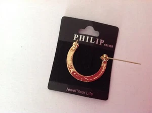 Antiker silberner Hufeisen Dornverschluss Brillenhalter mit Strasssteinen  - Bild 1 von 2