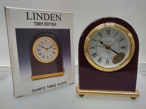 Linden Rosewood Quartz Table Clock w/ Alarm Function - Chipped/Flaked Face Rim - Picture 1 of 12