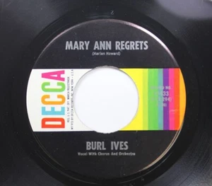 Folk 45 Burl Ives - Mary Ann Regrets / How Do You Fall Out Of Love On Decca - Picture 1 of 2