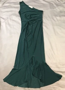 Abito Club London donna taglia US 6 verde lucido maxi monospalla - Foto 1 di 12