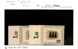 Germany, Postage Stamp, #729-730 Mint NH, 1955 Arms Baden (AD) - Picture 1 of 1
