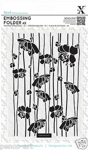 Docrafts Xcut card making embossing folder A5 CHERRY BLOSSOM STRIPE flowers  - Picture 1 of 1
