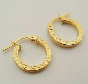 Orecchini creoli cerchio chiave greca oro giallo 18 kt 0,87 g NUOVI regalo natale 750 18 kt 18 kt - Foto 1 di 8