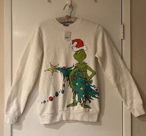 NWT The Grinch Sweatshirt XXS Dr Seuss Beige Christmas Grinchmas Grinch & Max - Picture 1 of 7
