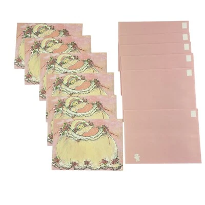 Raecath KINKA Cards Baby in Bassinet PInk Single Side Card Blank Birth - Image 1 of 3