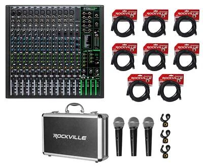 Mackie ProFX16v3 16-Channel Effects Mixer w/USB ProFX16 v3+(3) Mics+Case+Cables - Image 1 of 4