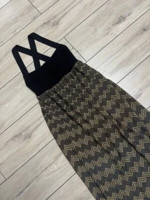 Mujeres Vestido Missoni EE. UU. 4 UK 8 Maxi Imperio Cintura Correas Entrecruzadas Patrón en Zigzag Foto 1 de 4