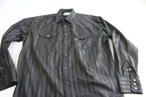 Gibson Gold Black Satin LONG SLEEVE SHIRT XL 17.5 x 36/37 Extra Large - Picture 1 of 4