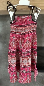 Girls Pink Sun Dress w Tie Straps & Ruffle by Eternal C. Size 6Y *CLEARANCE* - Picture 1 of 6