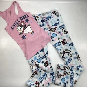 Chilly Willy Comfy Fleece Pajama Pants + Pink Tank Top Pajama Set Girls Size S - Picture 1 of 13