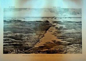 Vista de pájaro de Santiago y país circundante 1898 Charles Graham - Imagen 1 de 1