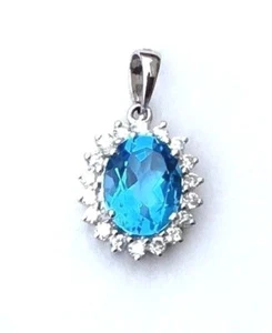 Blautopas Diamant Anhänger in 18K Weißgold - Bild 1 von 1