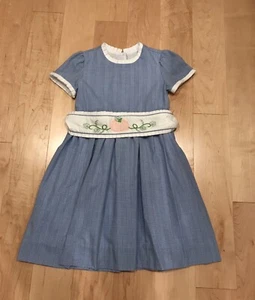 Marco & Lizzy Sz 4 Blue Dress White Pumpkin Sash Fall Thanksgiving EUC - Picture 1 of 8