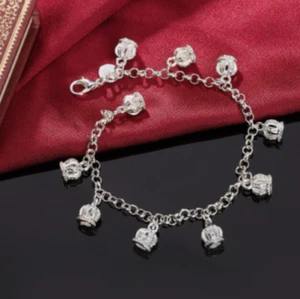 Bracelet argent "Des Couronnes pour ma Reine" - Envoi de France immédiat - Foto 1 di 1