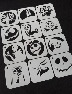 Set of 6pcs or 12pcs NIGHTMARE BEFORE CHRISTMAS Style Airbrush Paint Stencils - Image 1 of 3