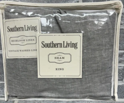 Southern Living Heirloom Sham Vintage Lavado Lino Gris King Sham Nuevo en Paquete 20x36 Foto 1 de 4