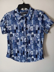 Vintage All That Jazz Artsy Mixed Print Top Shirt Colorful Art To Wear Sz Small - Picture 1 of 12