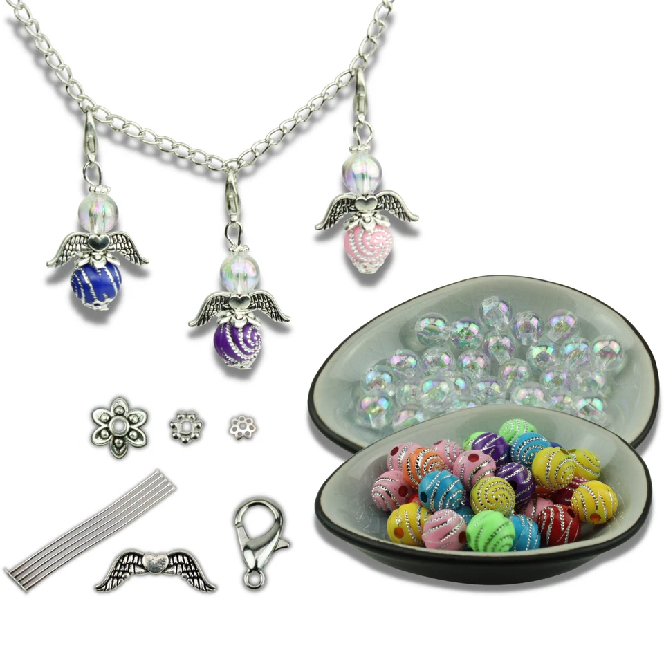 30x Bastelset Schutzengel Engel Anhänger Charms Bunt Glücksbringer Perlenengel - Bild 1 von 4