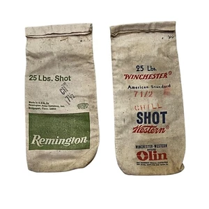 Vintage Empty Remington Winchester 25 lbs Canvas Ammo Bags Small Set of 2 - Picture 1 of 6