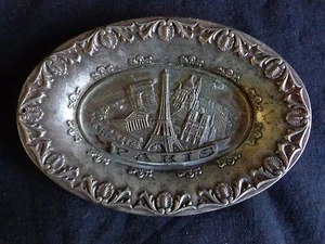 Souvenir Plate Ashtray PARIS Sap Polyne Mini 5" Metal Made in France - Picture 1 of 3