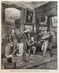 Impresión litográfica original de esgrima y el arte de esgrima de 1893 - Imagen 1 de 1