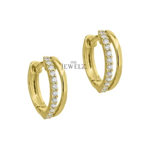 14K Gold 0.24 CT VS/F-G Diamond Double Hoop Earrings - The Jewelz - Picture 1 of 3