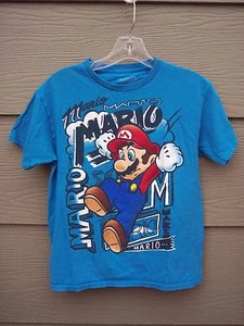 Super Mario Boys Girls TShirt Tee Sz XL 14 16 10 12 Blue Shirt Nintendo - Picture 1 of 4