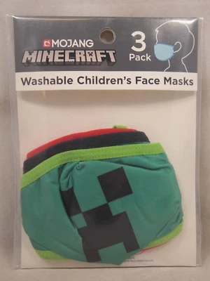 Minecraft Washable Face Mask 3 Pack Children's Kids Mojang New - Image 1 of 2