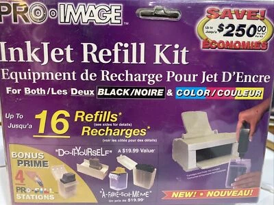 Pro Image InkJet Refill Kit Black & Color Up To 16 Refills NEW. A64 - Image 1 of 4