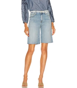NWT Nili Lotan High Rise Boyfriend Bermuda Denim Shorts Raw Hem Blue Size 25 - Picture 1 of 5