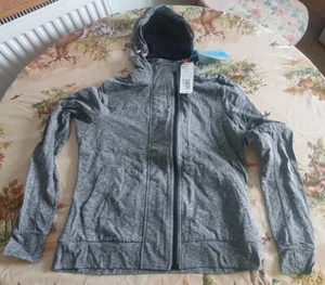 Gym Top Ziphood Grey Core Superdry Womens Large Size Speckle Charcoal RRP64.99 - Picture 1 of 12