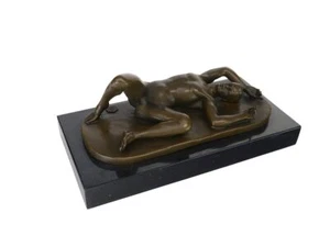 Bronze Figur Skulptur Mann Aktmodell auf edlem Marmorsockel L: 28 cm -11442- - Picture 1 of 4