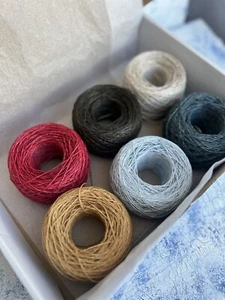 Linen 100% fingering Yarn Lot Of 6 Cakes, Lot weight 300g - Picture 1 of 7