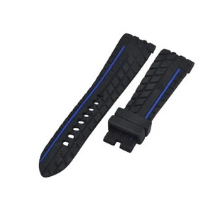 Correa de reloj de goma negra línea azul de 24 mm para Graham Silverstone Stowe RS - Imagen 1 de 6
