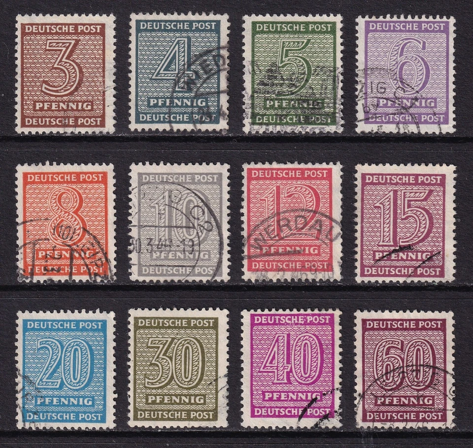 GERMANY 1945 West Saxony Numerals set of 12 SG RD5-RD16 Used (CV £90) - Image 1 of 1