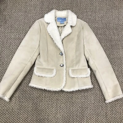 Chaqueta Abrigo para Mujer Nine West Suave Imitación Gamuza Beige/Marfil Piel Suave Talla S Foto 1 de 4