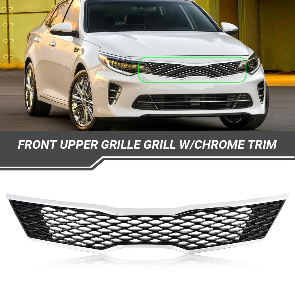 For 2016 2017 2018 Kia Optima SX SXL Turbo Sedan Front Upper Bumper Grill Chrome Foto 1 de 4