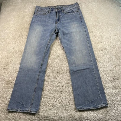 American Eagle Jeans Mens 33x30 Blue Relaxed Fit Straight Leg Denim Light Wash - Image 1 of 4
