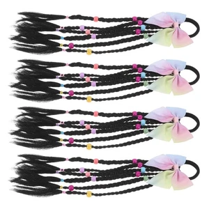  4 Stück Kinder Perücken Zubehör Geflochten Pferdeschwanz Perücken Schleife Haarteil - Bild 1 von 17